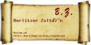 Berlitzer Zoltán névjegykártya